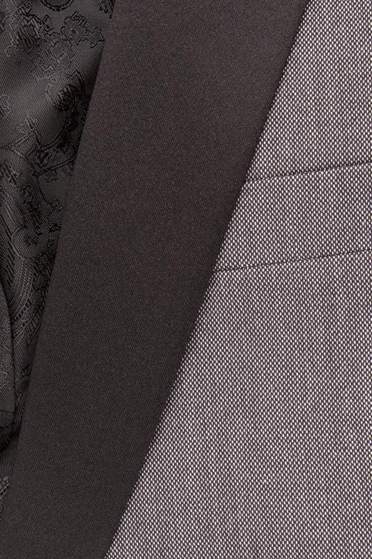 "Sebastian" Grey Pindot Tuxedo Jacket Shawl (Separates)